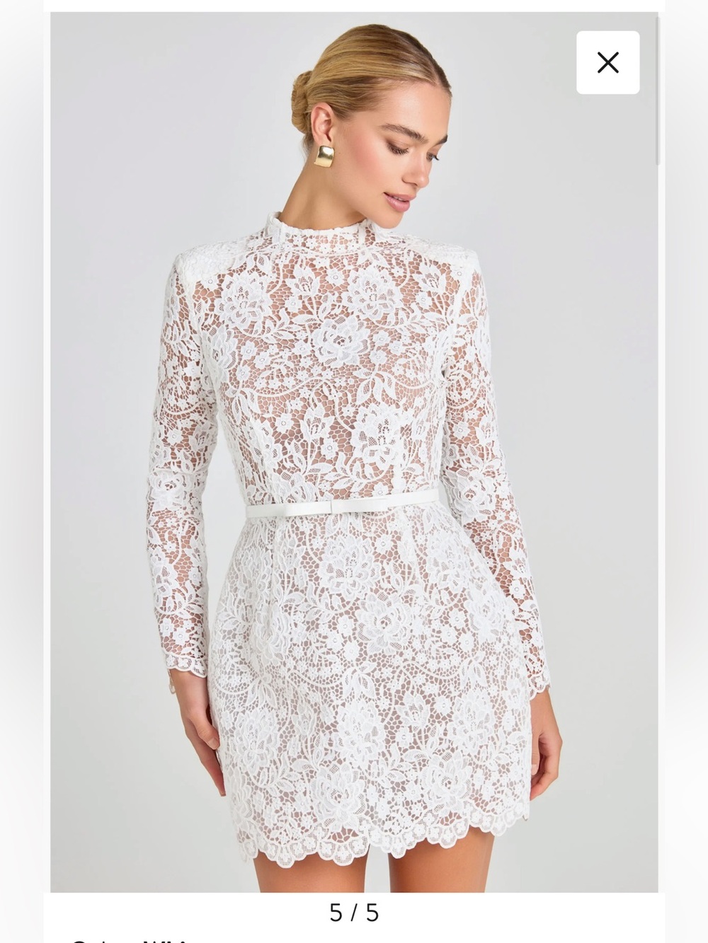 NWT Nadine Merabi SOPHIE LACE OVERLAY LONG SLEEVE MINI COCKTAIL DRESS Size S/4
